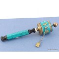 Moulin à prières tibétain en Turquoise 16 cm Objets rituels bouddhistes 6111.15