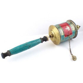 Moulin à prières bouddhiste Yeux de Bouddha 30 cm Objets rituels bouddhistes ref 12