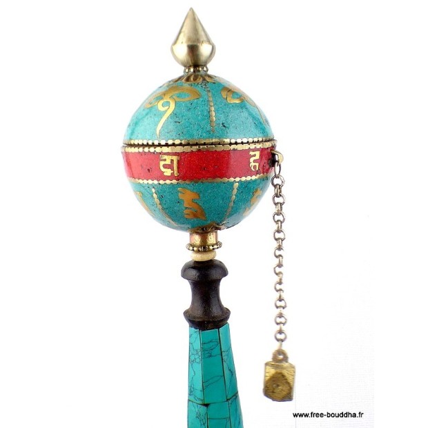 Moulin à prières bouddhiste boule Yeux du Bouddha 20,5 cm Moulins à Prières tibétains ref 12.5