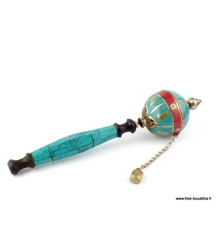 Moulin à prières bouddhiste boule Yeux du Bouddha 20,5 cm Moulins à Prières tibétains ref 12.5