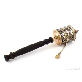Moulin à prières tibétain 3 rangs de mantras 25 cm - Moulins à Prières tibétains