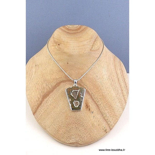 Rhyolite pendentif argent forme blason Pendentifs pierres naturelles CZ73