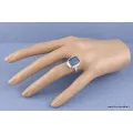 Bague Labradorite bleue facettée rectangulaire T 56 - Bijoux en Labradorite Bleue