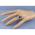 Bague Labradorite bleu foncé asymétrique taille ajustable Bijoux en Labradorite Bleue TUV57.3