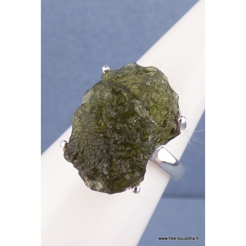 Moldavite bague asymétrique T 59 Bagues pierres naturelles CZ48.2