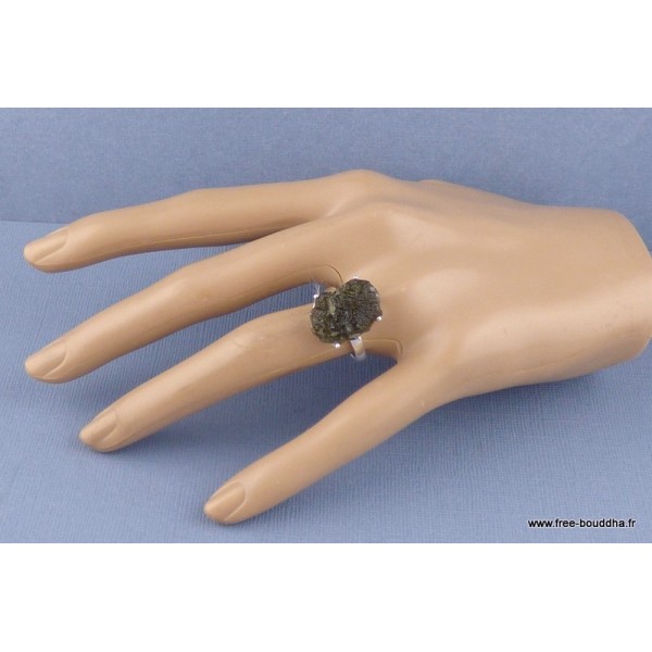 Moldavite bague asymétrique T 59 Bagues pierres naturelles CZ48.2