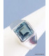 Bague Topaze bleue facettée carrée T 54 Bijoux en Topaze KB39.3