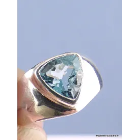 Bague triangulaire Topaze bleue T 56/57 - Bijoux en Topaze