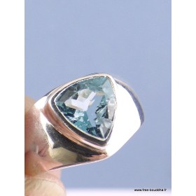 Bague triangulaire Topaze bleue T 57-c Bijoux en Topaze KB39.4