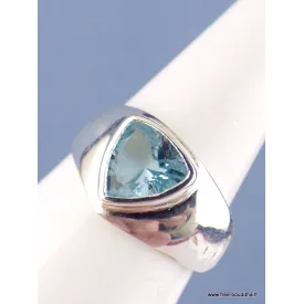 Bague triangulaire Topaze bleue T 56/57 - Bijoux en Topaze