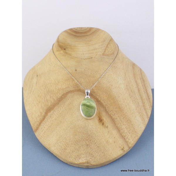 Pendentif Séraphinite sur Opalite oval Pendentifs pierres naturelles RV21.3