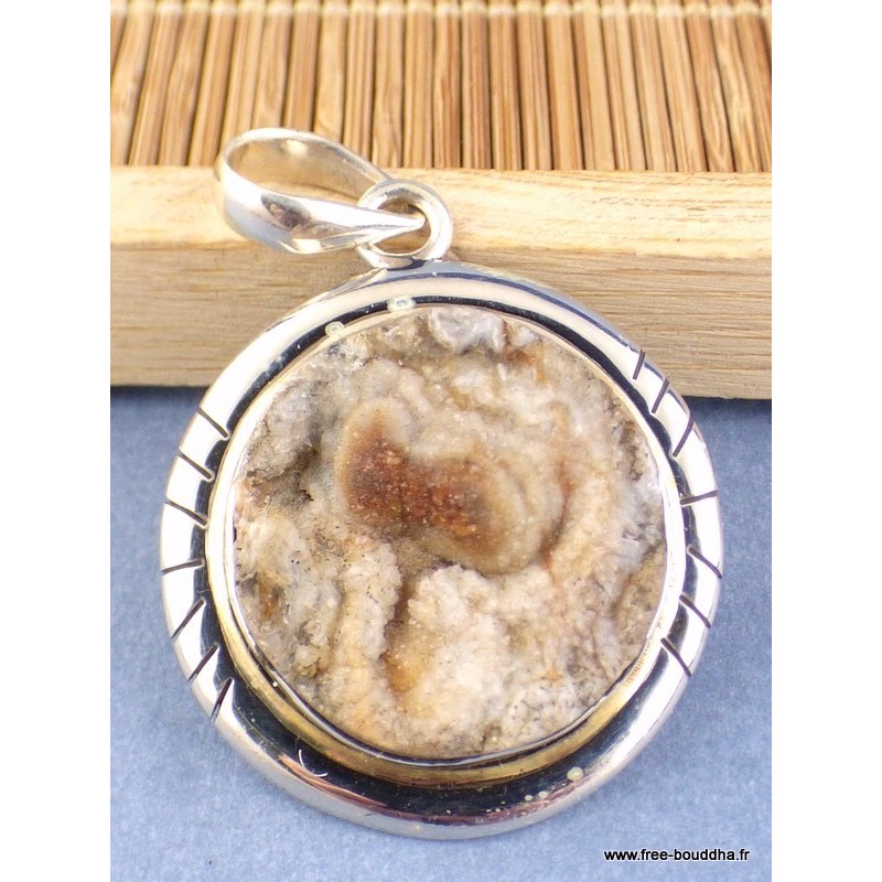 Pendentif argent PIERRE DU DESERT effet rocher Pendentifs pierres naturelles DA4.1