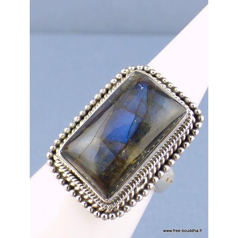 Bague argent Labradorite bleue T 55 Bijoux en Labradorite Bleue AV68.5