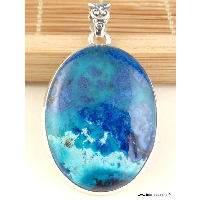 Splendide Shattuckite sur argent 925 Bijoux en Shattuckite TUV19.5