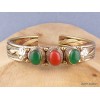 Bracelet tibétain tressé cuivre laiton Corail Onyx vert Bracelets tibétains bouddhistes AST5.5