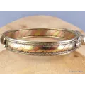 Bracelet tibétain tressé cuivre laiton Corail Onyx vert - Bijoux en Cuivre