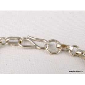 Bracelet bouddhiste Om Mani Padme Hum – Métal blanc artisanal