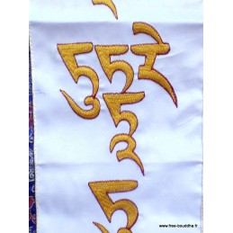 Tenture tibétaine bannière Mantra de Tara couleur blanche Tentures tibétaines Bouddha MTARA2