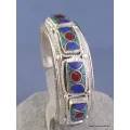 Bracelet tibétain jonc metal et pierres - Fait main - Népal - Bracelets tibétains bouddhistes