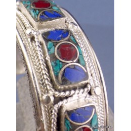 Bracelet tibétain jonc metal et pierres Bracelets tibétains bouddhistes BM41