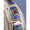 Bracelet tibétain jonc metal et pierres - Fait main - Népal - Bracelets tibétains bouddhistes