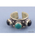 Bague tibétaine 3 pierres Turquoise Onyx T 56 à 60 Bagues tibétaines bouddhistes 5097.3