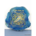 Décoration bouddhiste Mandala sur Agate naturelle bleue - Décoration tibétaine
