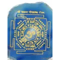 Décoration bouddhiste Mandala sur Agate naturelle bleue - Décoration tibétaine