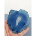 Décoration bouddhiste Mandala sur Agate naturelle bleue - Décoration tibétaine