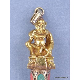 Pendentif tibétain Dieu indien perle de Dzi Bijoux tibetains bouddhistes ref 4178.2