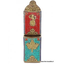 Porte-stylos tibétain métal et pierres Décoration tibétaine PST1