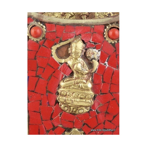 Porte-stylos tibétain métal et pierres Décoration tibétaine PST1