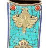 Porte-stylos tibétain métal et pierres Décoration tibétaine PST1