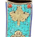 Porte-stylos tibétain métal et pierres Décoration tibétaine PST1