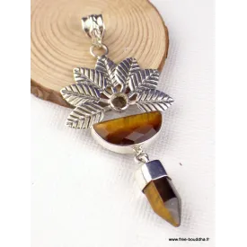 Pendentif fleur en Oeil de tigre - Pendentifs pierres naturelles
