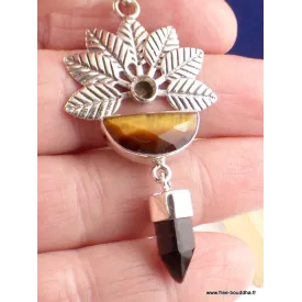 Pendentif fleur en Oeil de tigre - Pendentifs pierres naturelles