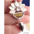 Pendentif fleur en Oeil de tigre Pendentifs pierres naturelles TUV74.5
