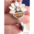 Pendentif fleur en Oeil de tigre - Pendentifs pierres naturelles