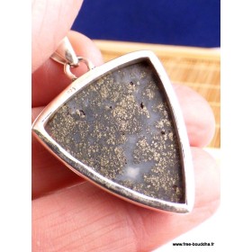 Pendentif Pyrite sur Agate triangulaire Pendentifs pierres naturelles PAC2.1