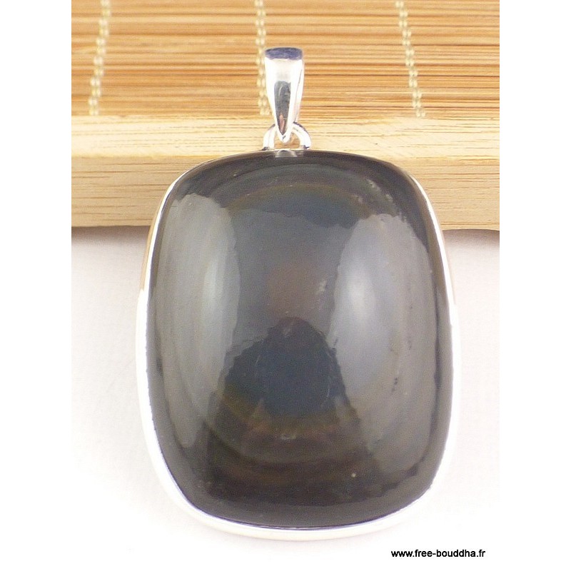 Gros pendentif Obsidienne Oeil Céleste oeil bleu Pendentifs pierres naturelles PAC11.1