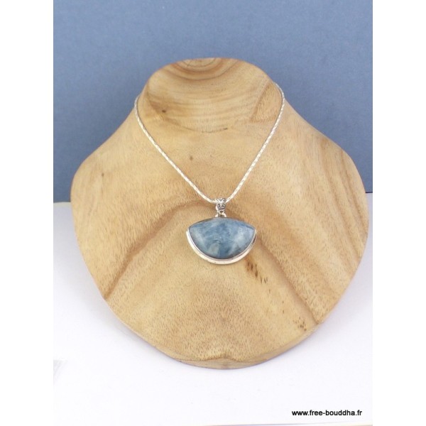 Pendentif Cyanite bleu Paraiba cabochon demi-lune Pendentifs pierres naturelles PAC17.1