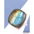 Bague Labradorite multi-feux carrée T 55 - Bijoux en Labradorite