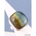 Bague Labradorite multi-feux carrée T 55 Bijoux en Labradorite PAC22.2