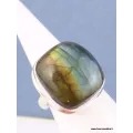 Bague Labradorite multi-feux carrée T 55 - Bijoux en Labradorite