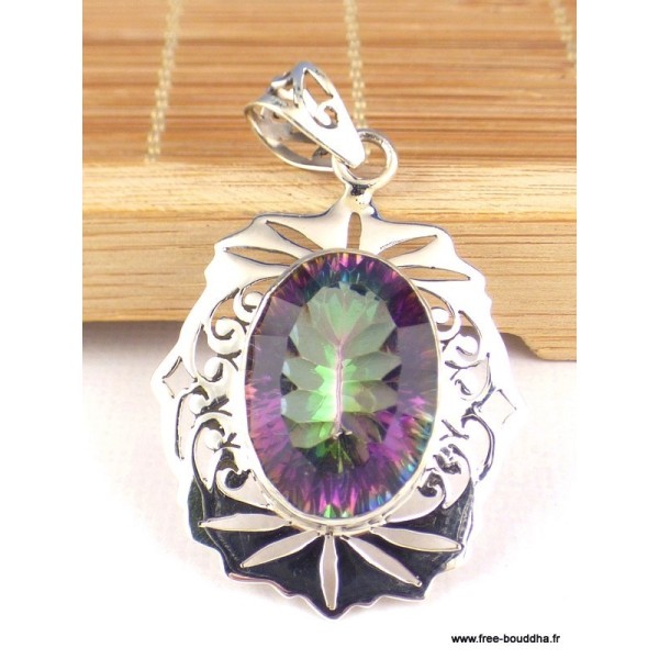 Pendentif Quartz Mystique motifs ajourés Pendentifs pierres naturelles PAC30.1