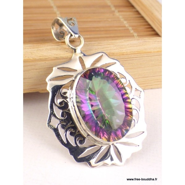 Pendentif Quartz Mystique motifs ajourés Pendentifs pierres naturelles PAC30.1