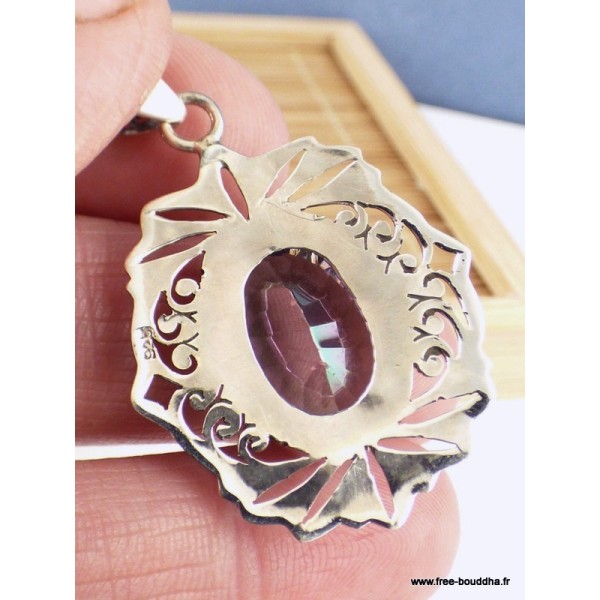 Pendentif Quartz Mystique motifs ajourés Pendentifs pierres naturelles PAC30.1
