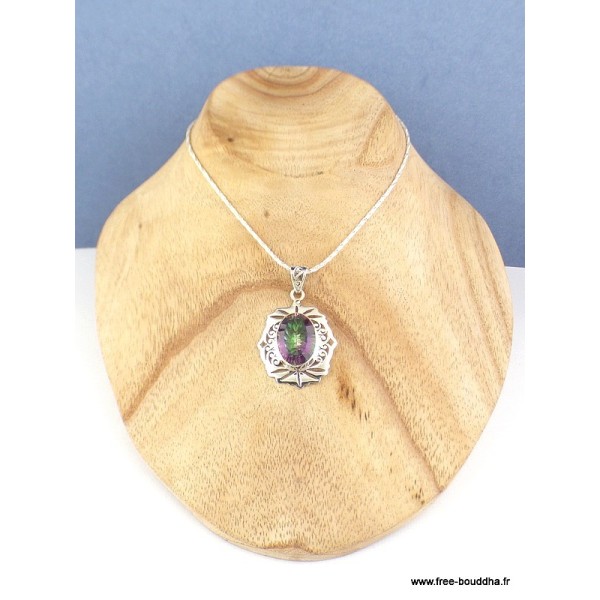 Pendentif Quartz Mystique motifs ajourés Pendentifs pierres naturelles PAC30.1
