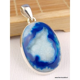 Pendentif druze d'Agate bleue Pendentifs pierres naturelles PAC40