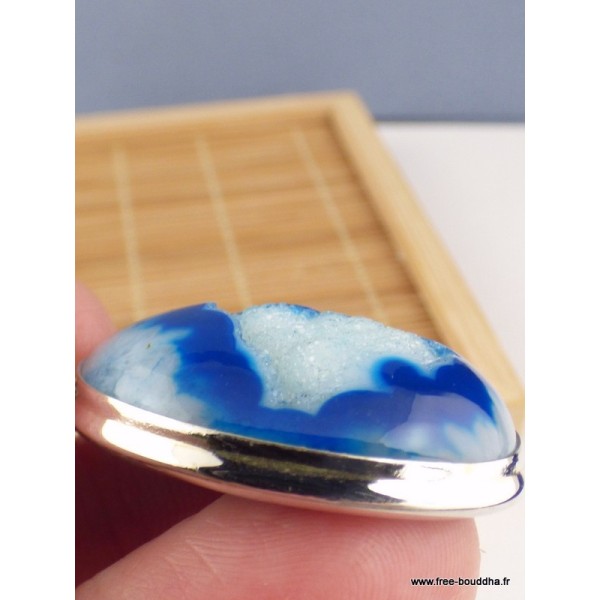 Pendentif druze d'Agate bleue Pendentifs pierres naturelles PAC40